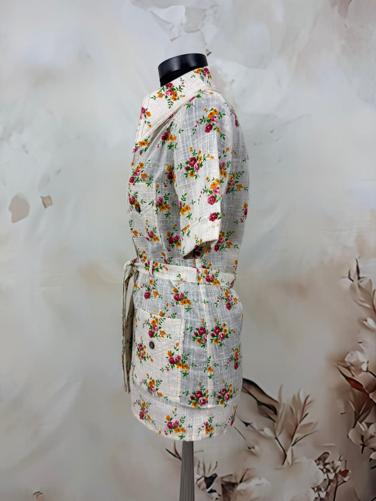 Sacou vintage floral cu cordon