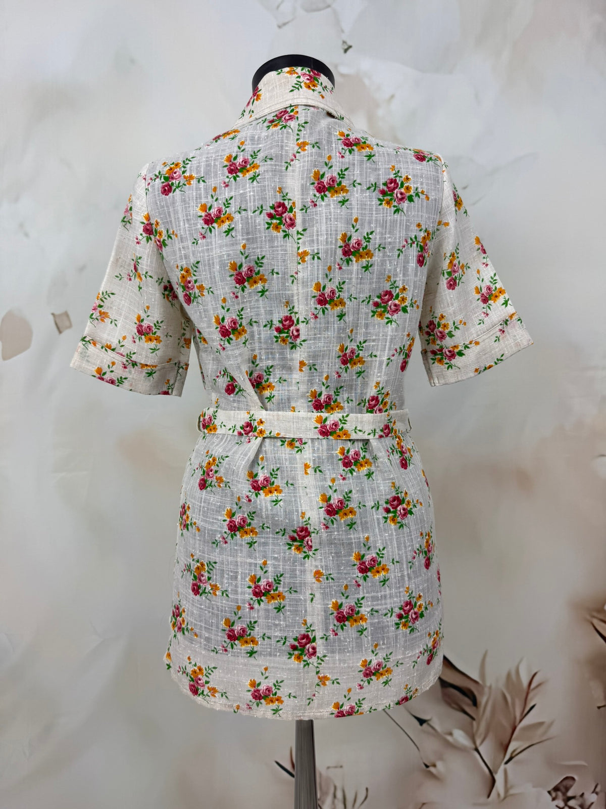 Sacou vintage floral cu cordon