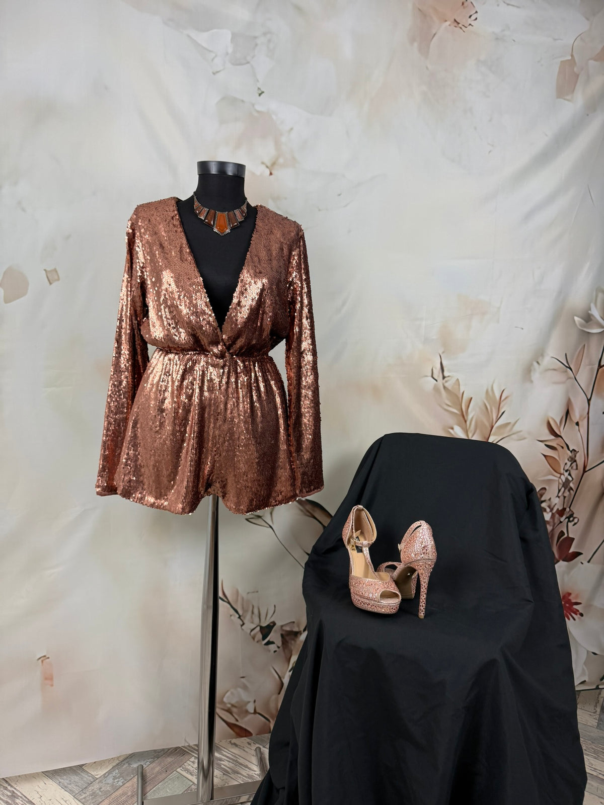 Salopetă cu paiete arămii | Copper Disco