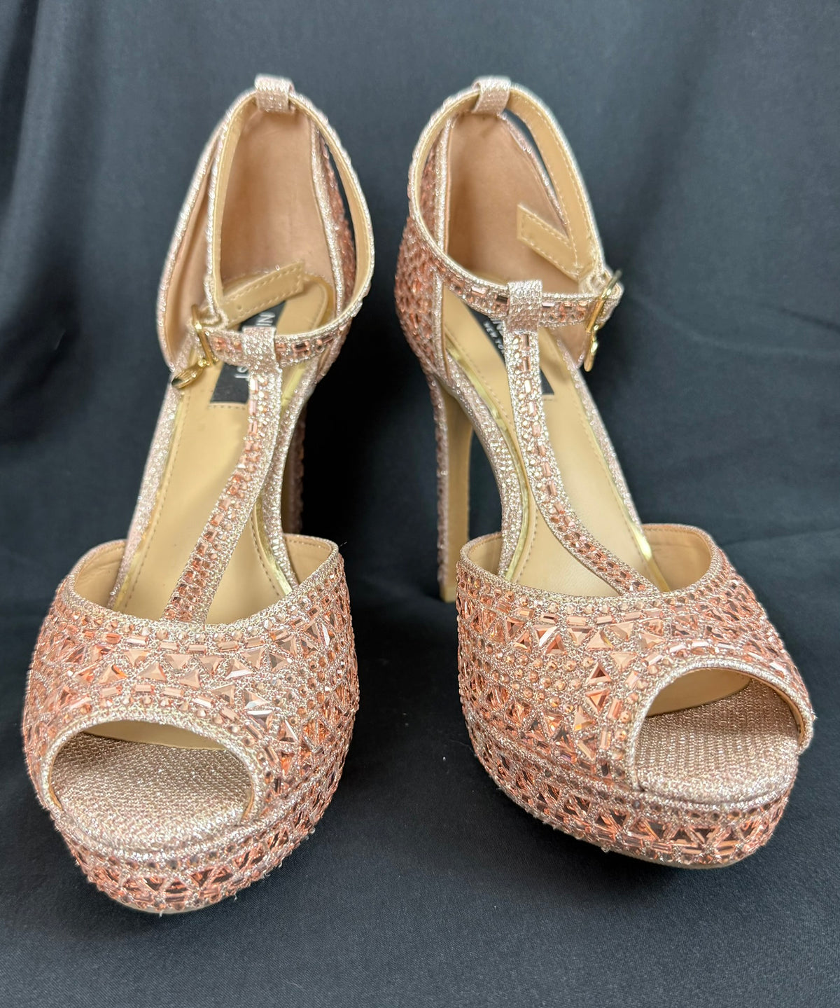 Sandale Nine West cu cristale rose gold | After Dark