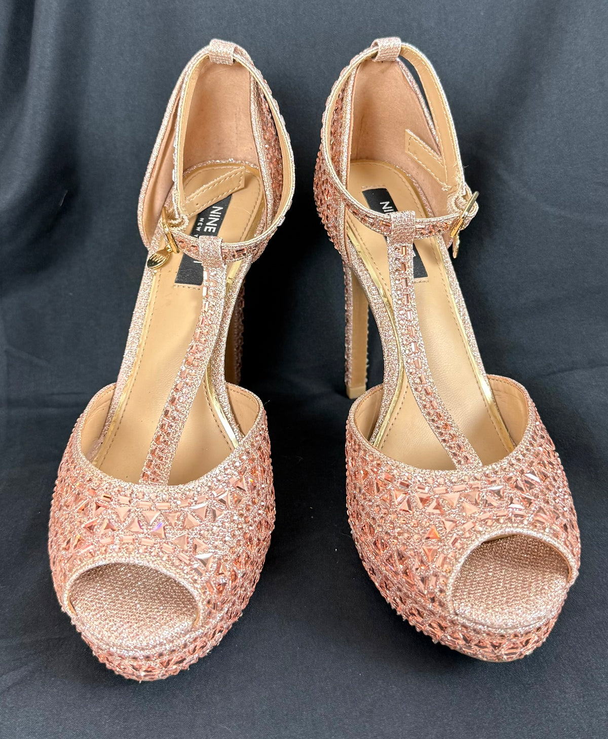 Sandale Nine West cu cristale rose gold | After Dark