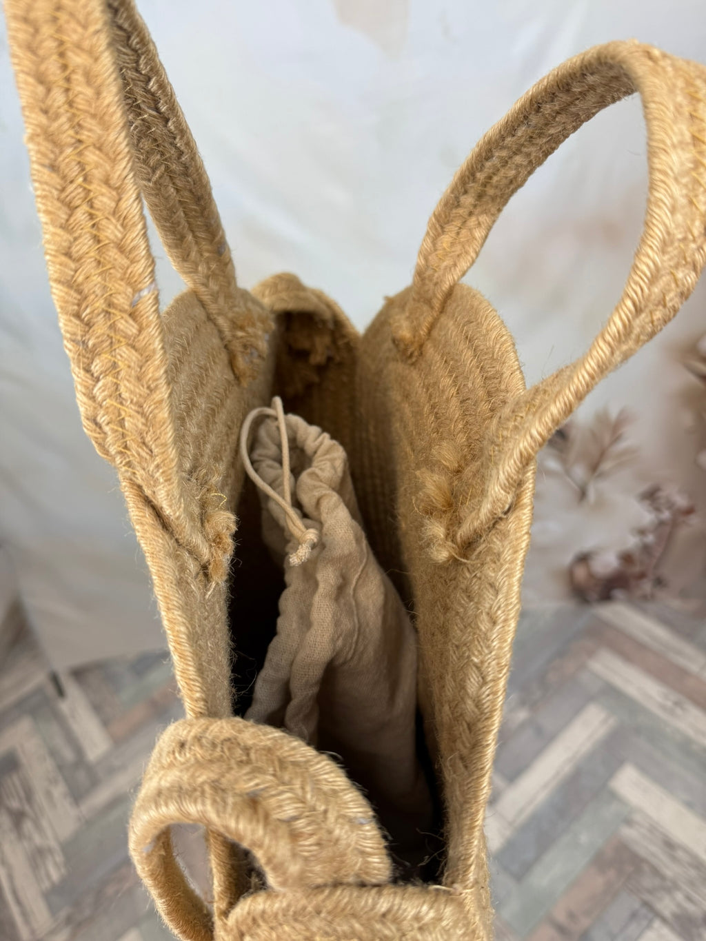 Geantă rotundă împletită cu mânere | Natural Circle