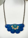 Colier statement handmade din FIMO albastru | Cobalt Bloom