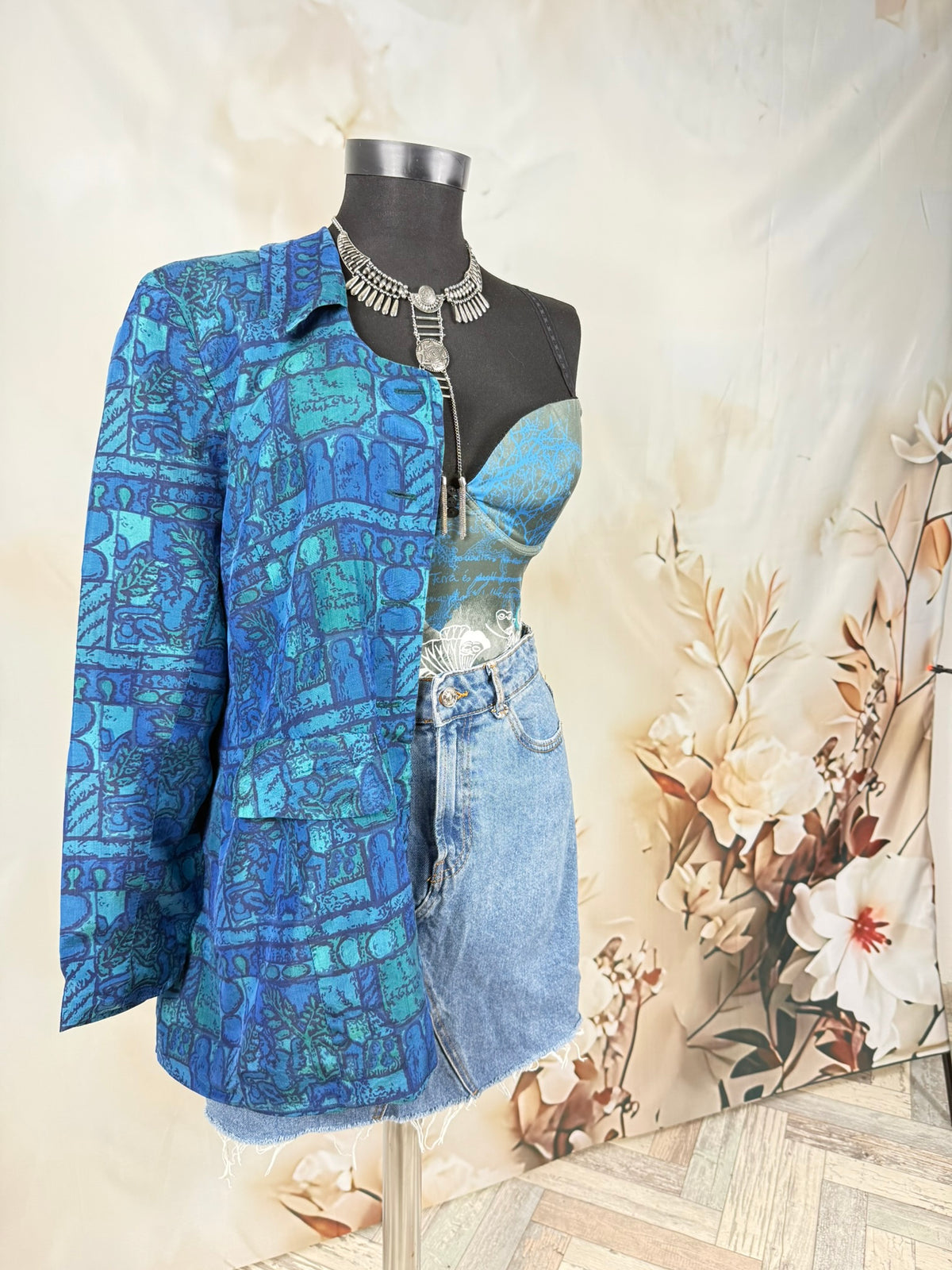 Sacou True Vintage din Mătase Naturală cu Print Artistic