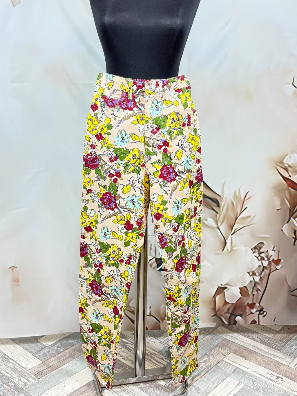 Pantaloni Rifle cu print floral Made in Italy