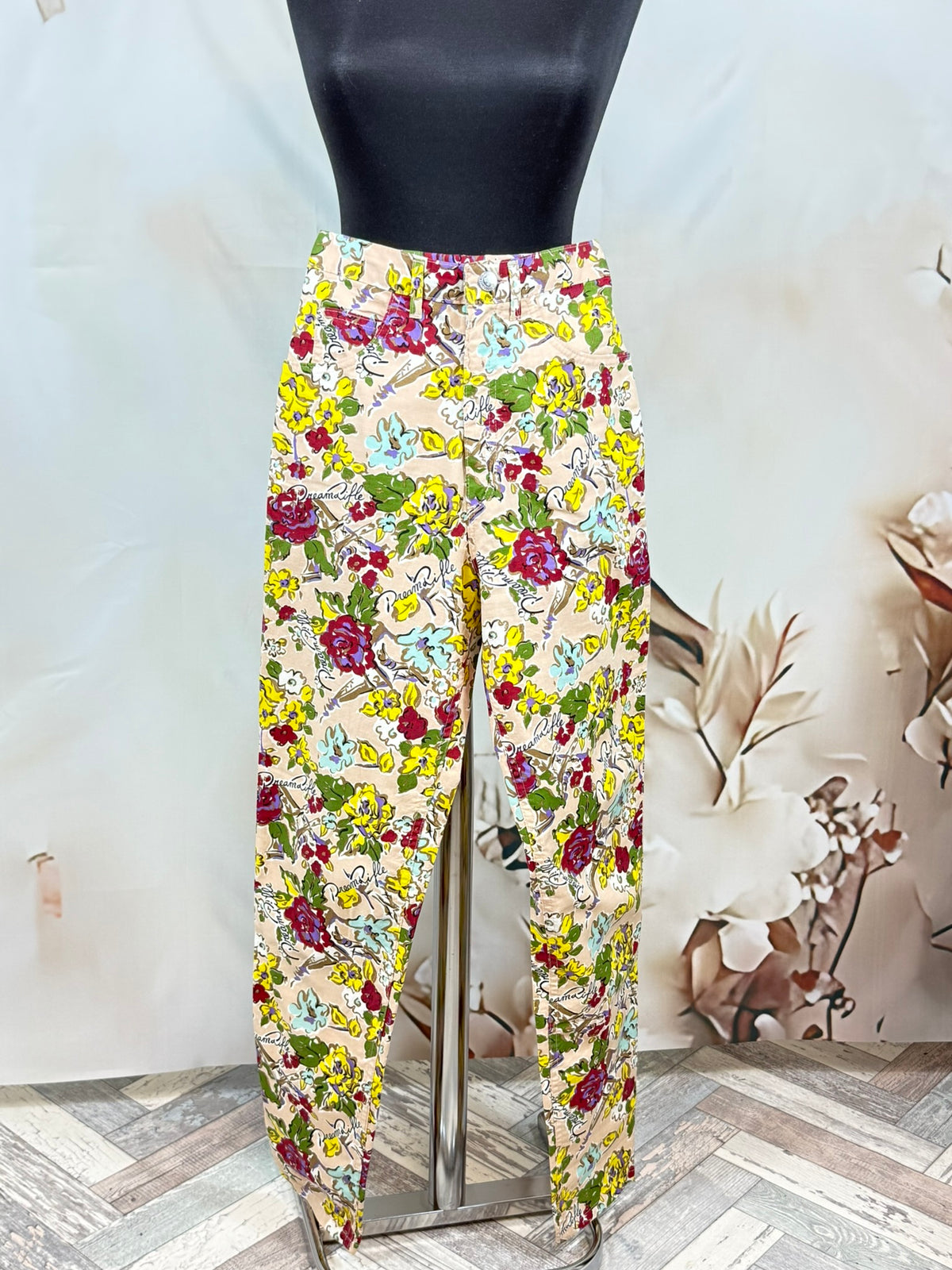 Pantaloni Rifle cu print floral Made in Italy