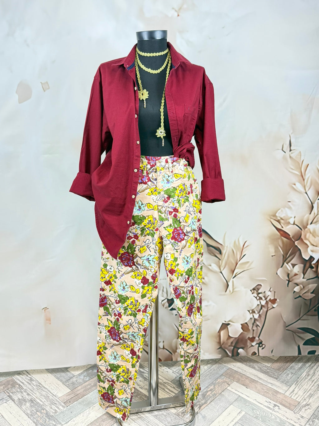 Pantaloni Rifle cu print floral Made in Italy
