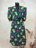Rochie midi petrecută din mătase 100% cu print floral