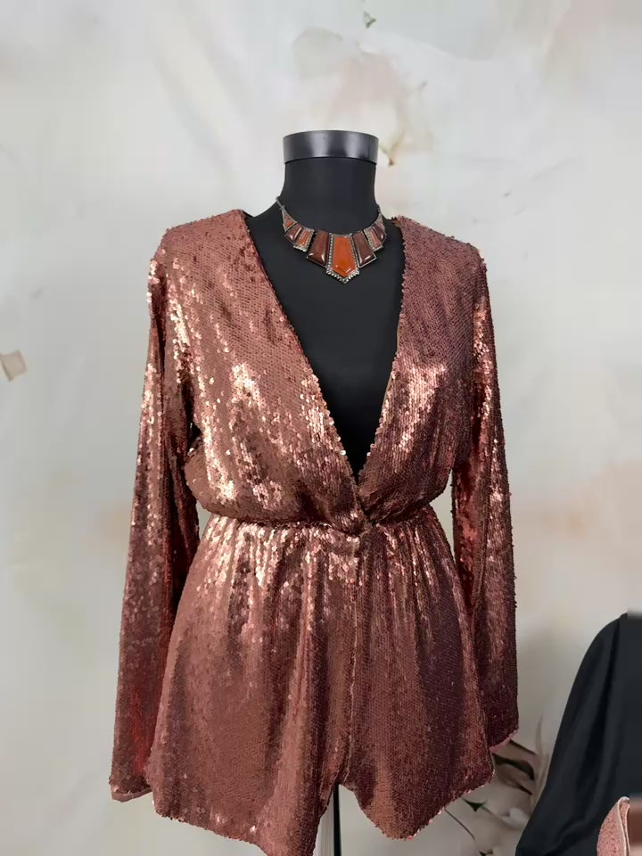 Salopetă cu paiete arămii | Copper Disco