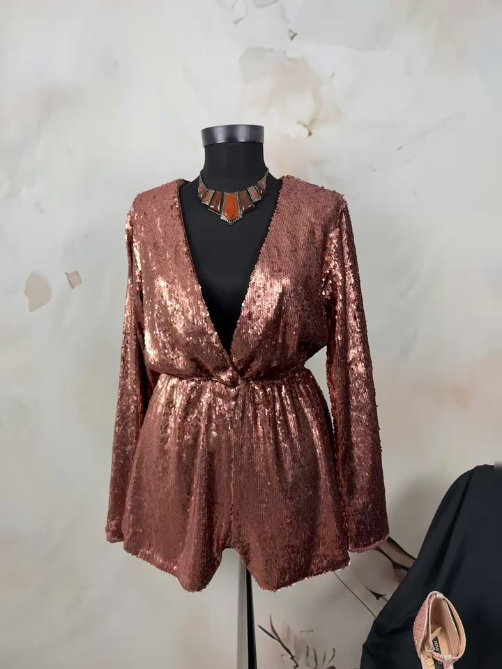 Salopetă cu paiete arămii | Copper Disco