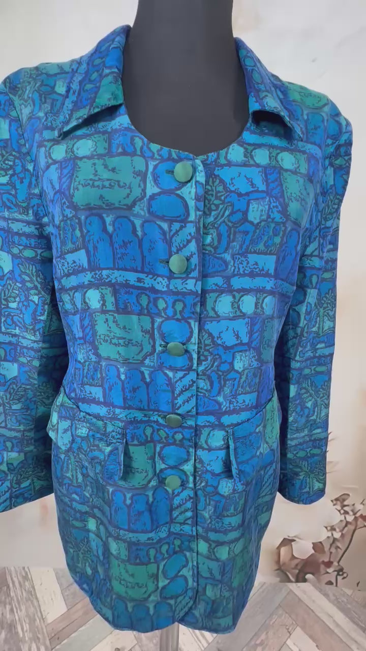 Sacou True Vintage din Mătase Naturală cu Print Artistic